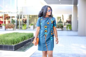 ChigisWorld Peacock Blue African Print Ankara Dress Pumpkin Orange Booties