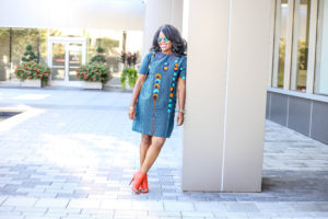 ChigisWorld Peacock Blue African Print Ankara Dress Pumpkin Orange Booties