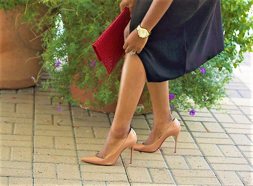 chigis world work play corporate chic little black dress dress so kate christian louboutin pumps