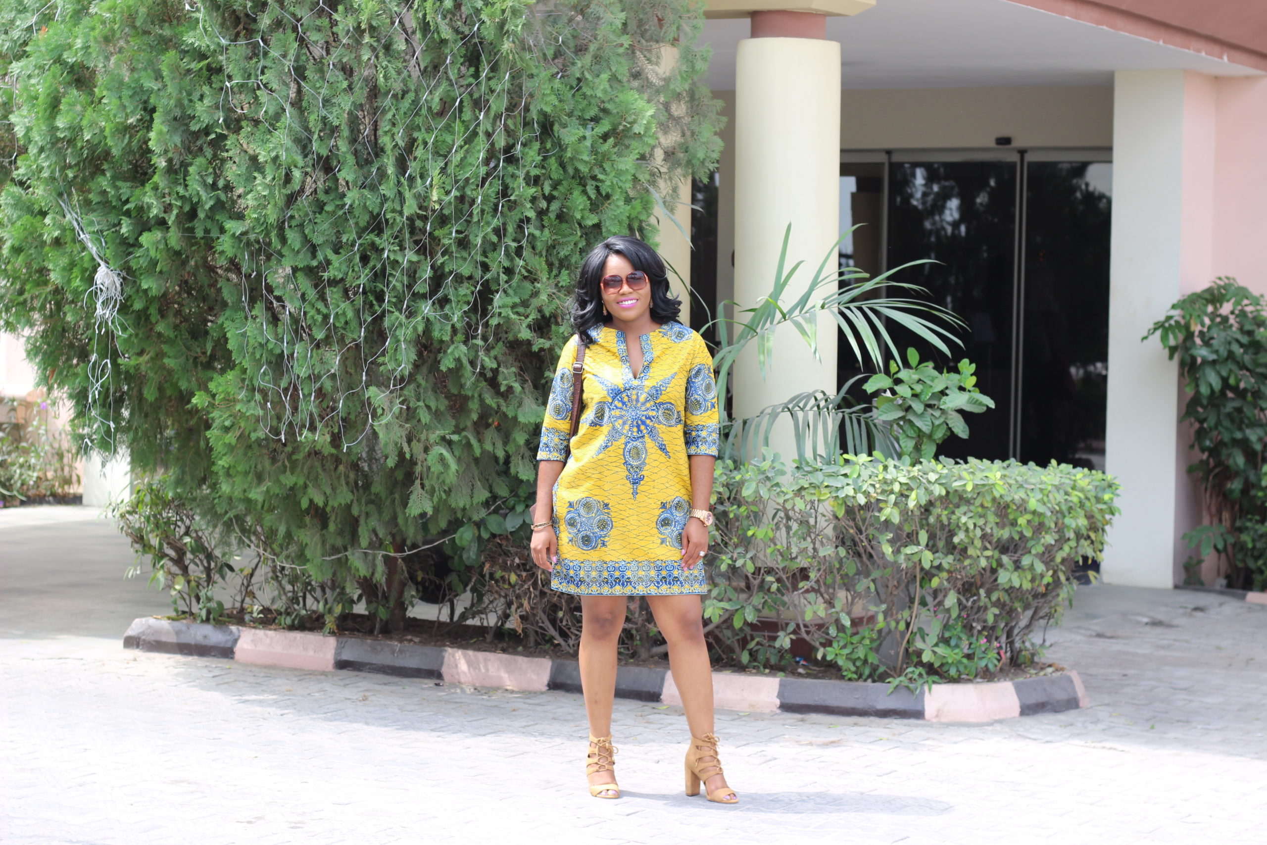 Yellow Dashiki Sun Dress 3reecs Jessica Simpson Loreez Sandals Patrizia Luca Brown Python Ostrich Reversible Tote Crossbody Handbag Charming Charlie Animal Print Bracelet Michael Kors Watch Retro Sunglasses
