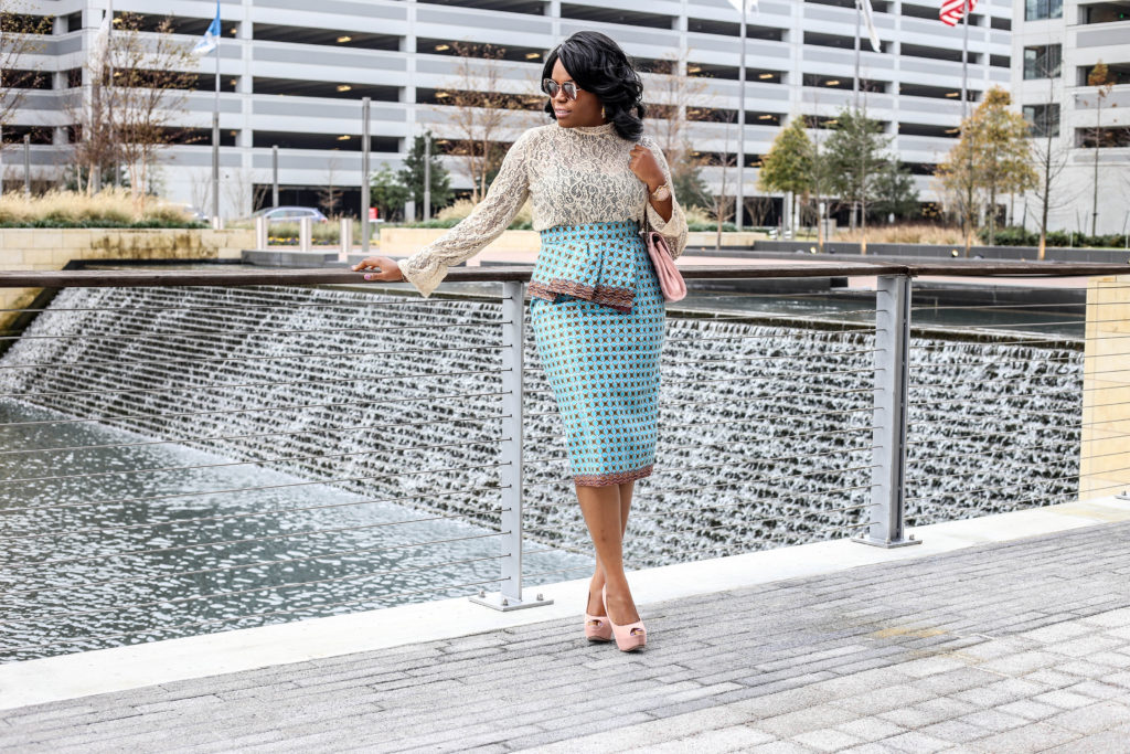 Brick and Lace - 10 Things to Learn from Michelle Obama Nordstrom Nude Lace Top Blue Rina 3reecs Skirt Breckelles Blush Pink Heels Rebecca Minkoff Handbag Agaci Sunglasses Michael Kors Wristwatch