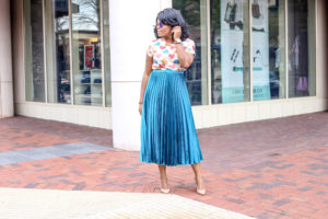 Happy Valentine's Day - With All My Hearts Chigi's World White Short Sleeve Hearts Print Chiffon Blouse Top ASOS Satin Pleated Maxi Skirt So Kate Nude Christian Louboutin Pumps 3REEC's Coral Ankara African Print Shoulder Handbag ALDO Rose Gold Tear Drop Earrings Charming Charlie Animal Print Bracelet Michael Kors Rose Gold Watch