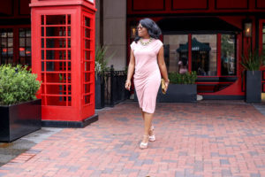 Monochrome Monday - Blush Pink Topshop Nordstrom Neutral Nude Drape Midi Dress Shoedazzle Lasercut Sandals 3REEC's Ankara African Print Jigsaw Clutch Purse Modern Kitty Metal Boxy A’GACI Sunglasses Earthtone Vixen NeckpieceSincerely Yours Sade Statement Necklace Rose Gold Michael Kors Watch