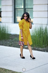 Strutting in a Shirt Shift Dress Chigi's World Spring Summer Style Ankara African Print Tribe of Dumo Yellow Dress Betsey Johnson Ross Pom Pom Pumps DivAbby Trendz Retro 3D Red Flower Embroidery Vintage Evening Clutch Handbag Jordan Gun Metal Breda Souq Watch 3reec's Chic Creations and Collections Beaded Earrings Bracelets