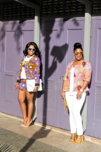 How to Style Ankara for Spring - Blogger Collabo with Queen of Sleeves Chigi's World Queen of Sleeves African Print Dashiki Ankara Styles Blogger Collaboration Spring Lookbook 3reec's Chic Creation and Collections Blazer Shorts Clutch Purse White T-Shirt Denim Pants Christian Louboutin So Kate Pumps Nine West Nora Sandals Charming Charlie Jewelry