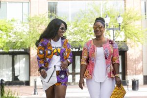How to Style Ankara for Spring - Blogger Collabo with Queen of Sleeves Chigi's World Queen of Sleeves African Print Dashiki Ankara Styles Blogger Collaboration Spring Lookbook 3reec's Chic Creation and Collections Blazer Shorts Clutch Purse White T-Shirt Denim Pants Christian Louboutin So Kate Pumps Nine West Nora Sandals Charming Charlie Jewelry